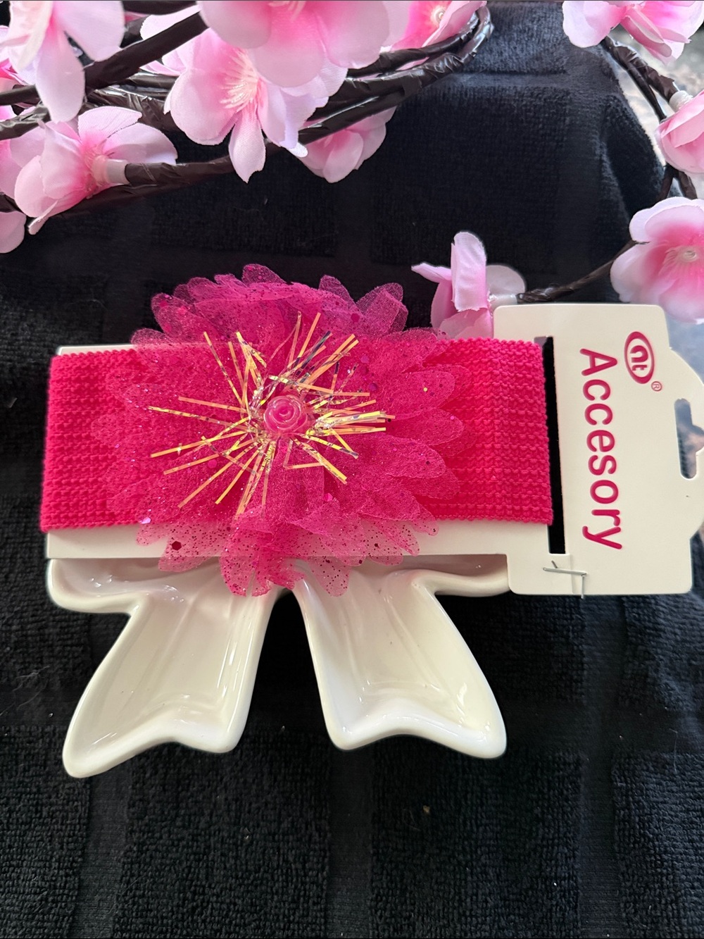 Accessory Kids Pink Flower Stretch Headband